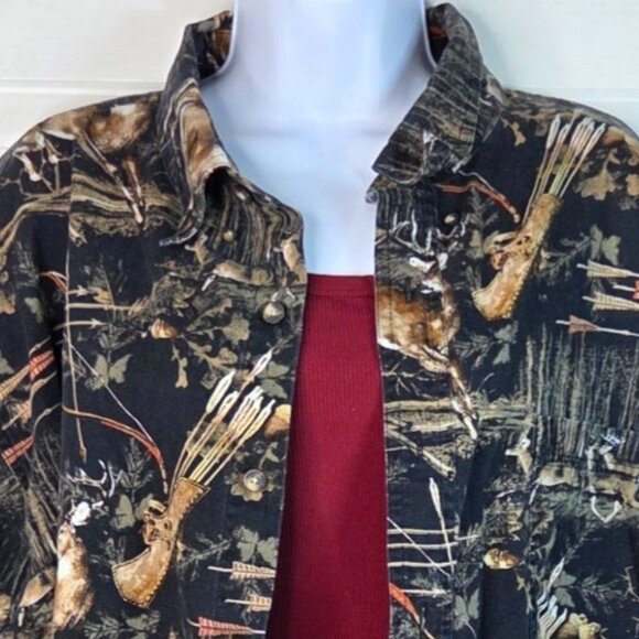 RedHead Mens XXL Button-Down Shirt Deer & Hunting Scene Black 100% Cotton - Picture 5 of 7